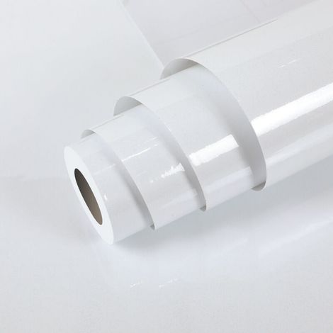 Hode Papier Adhesif pour Meuble Blanc Brillant 60X300cm Stickers Meuble Vinyle Autocollants Chambre Cuisine Comptoirs Papier Peint (1/5)
