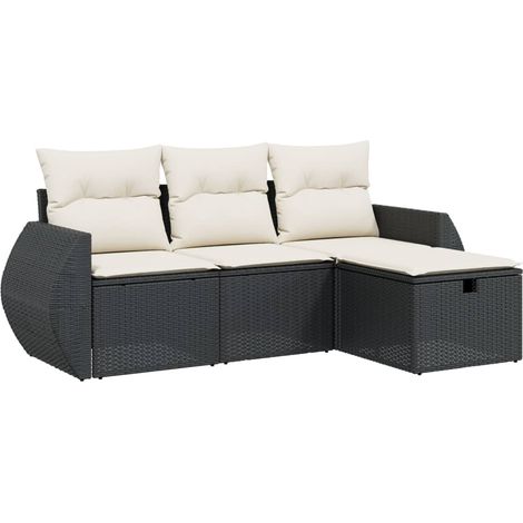 Maison Exclusive - 4-tlg. Garten-Sofagarnitur mit Kissen Schwarz