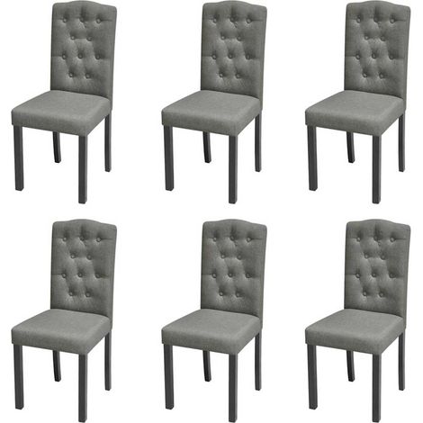 Lot de 6 Chaises de salle à manger - Chaises à dîner Gris Tissu BV382942 - BonneVie (1/5)