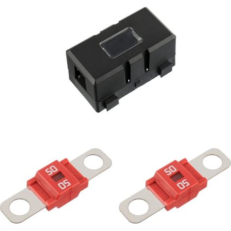 ANS Porte-fusible de voiture et 2 fusibles Midi boulonnés à courant élevé pour voitures, camions, véhicules (50 A Ampères)
