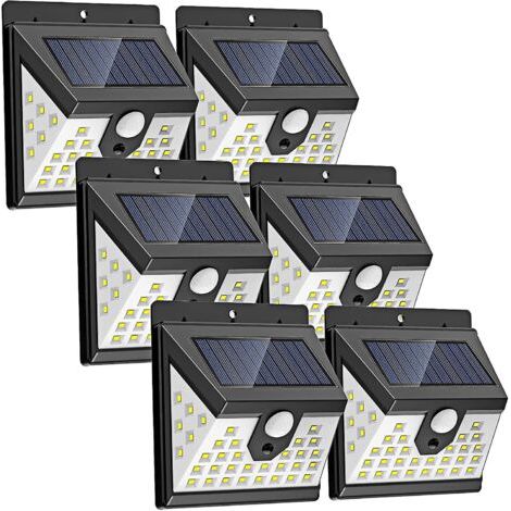 Lampe solaire extérieure à détecteur de mouvement, 40 LED, 3 modes, étanche, noire (1/5)