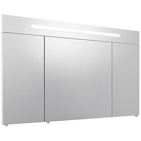 Armoire a glace 3 portes blanc brillant eclairage avec cache 1200 x 740 x 160 mm (1/3)