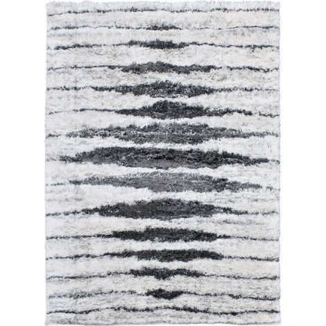 Tapis longs poils shaggy 200x280 crème tissé rectangle motif berbère LYN4 DOUX 5 (1/5)