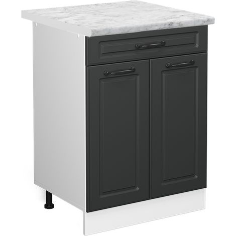 Meuble cuisine R-Line, Anthracite campagne, 60 cm avec tiroir, PT Marbre, Vicco