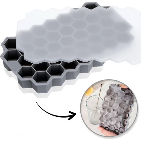 Stampi in silicone per cubetti di ghiaccio, 37 cubetti ottagonali, grigi FNL03