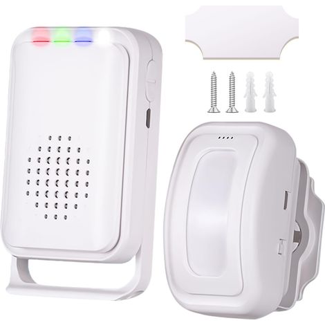 Türklingel mit Bewegungsmelder für Geschäftseingang, Durchgang, Bewegungsmelderalarm, kabelloser Außenmelderalarm, kabelloser Hausalarm, 1 Sensor und 1 Empfänger