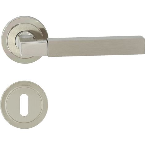 DOMINO Poignée de porte HELENA R M7 M9 BB Poignée avec rosace BB pour clé Chromé/Nickel (1/5)