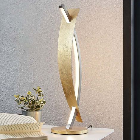 [GEBRAUCHT] B-Ware Lucande Tischleuchte Lampe Marija LED dimmbar goldfarben 61,5cm warmweiß (1/2)