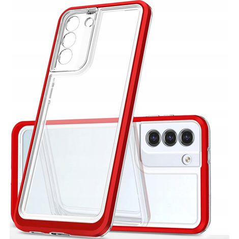Funda transparente 3 en 1 para Samsung Galaxy S21+ 5G (S21 Plus 5G), cubierta de gel con marco rojo. (1/5)