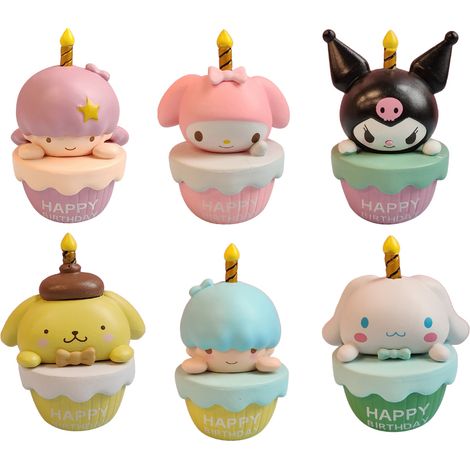 6 Pièces Figurines Artisanales Mignonnes Forme Cartoon PVC Décorations Exquises pour Maison (1/5)