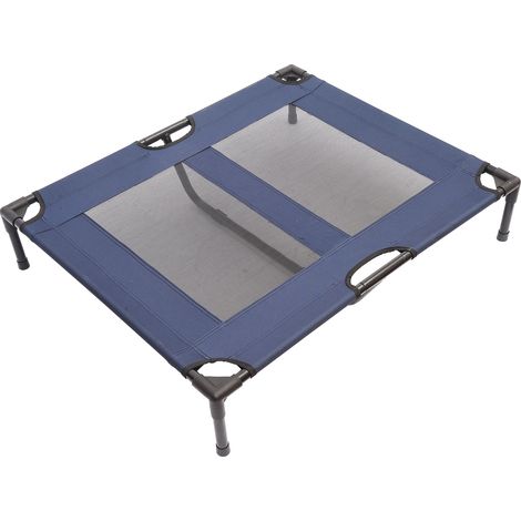 Pawhut – Lit surélevé pour chien XXL – Tissu oxford et textilène micro-perforé – Dimensions 92x76x18cm – Châssis métal époxy anticorrosion – Bleu marine