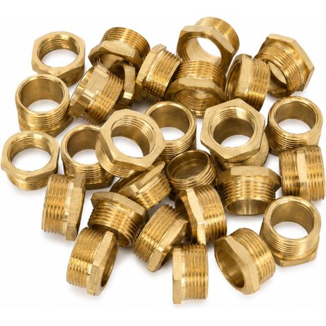Reductor de latón (rosca macho/hembra) 3/4" x 1/2" - Paquete de 30