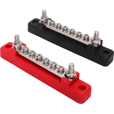 Bloc de distribution de bornes de batterie 48 V 150 A à 6 bornes et 2 goujons, avec 12 bornes pour voiture, camping-car et bateau. (1/5)