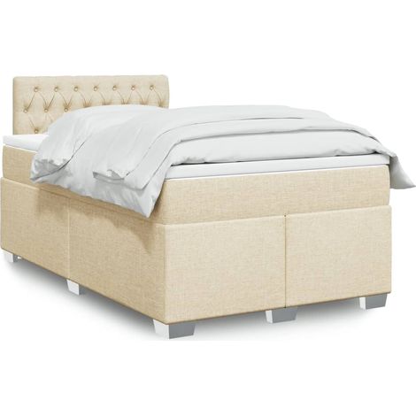 Boxspringbett mit Matratze Creme 120x200 cm Stoff