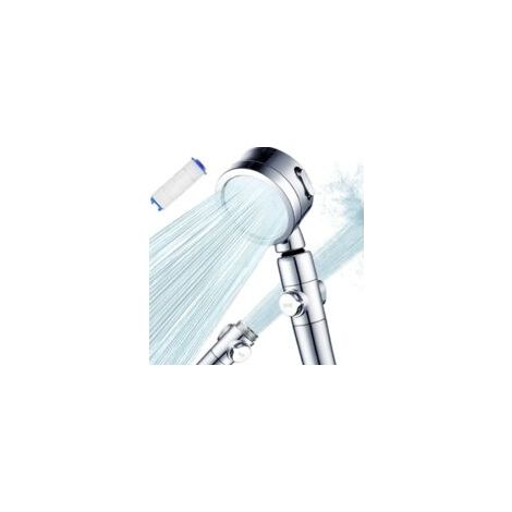 Cabezal de ducha de alta presión, cabezal de ducha de baño ajustable con 3 modos y control de caudal, chorros ahorradores de agua con ángulo ajustable (258,5 cm) - Crezuo (1/5)