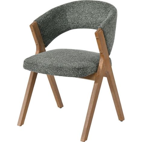 Lot de chaises salle à manger bois et tissu vert accoudoirs KYARA Casita (1/2)