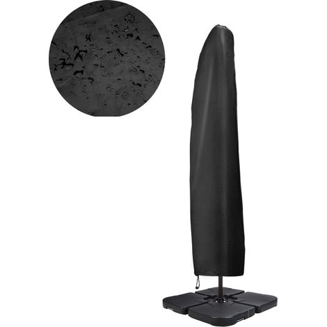 Housse pour parasol déporté - pour parasol à mât - tissu Oxford 420D - imperméable - résistant aux UV - avec fermeture éclair et sac de rangement - 265 x 40/50/70 cm (noir) (1/4)