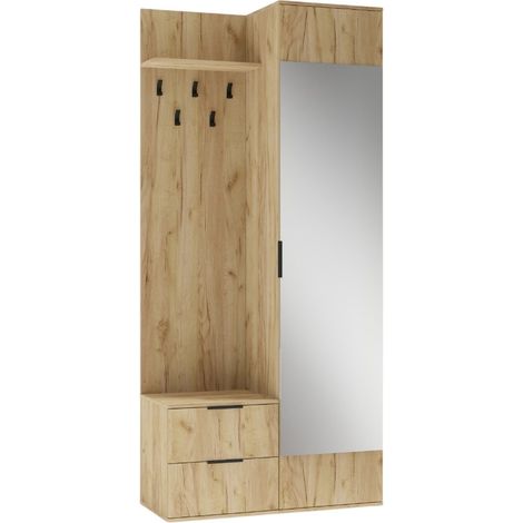 Conjunto para recibidor Houston 2004, Roble dorado, 203x100x45cm, Espejo, Aglomerado laminado, Colocada