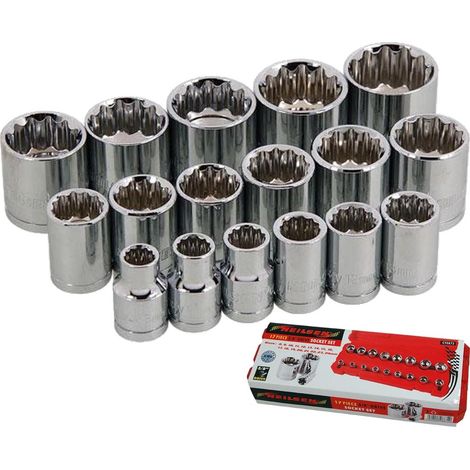 3/8"" Socket Set 17pc Metric 8mm - 24mm Shallow Sockets In Case CT0872