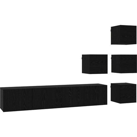 Set mobile TV 6 pcs 80 x 30 x 30 cm Rovere Nero vidaXL