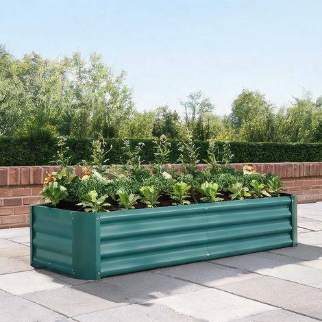 Jardin surélevé en métal 180 cm pour légumes herbes et fleurs (1/5)