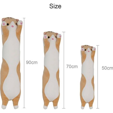 Plush Cat Squishmallow Soft Toys Cat Pillow Sleeping Long Cat Plush Kitten Pillow Doll Toy Sleeping Hug Pillow Cushion Gift for Girlfriend 90CM Gray (1/5)