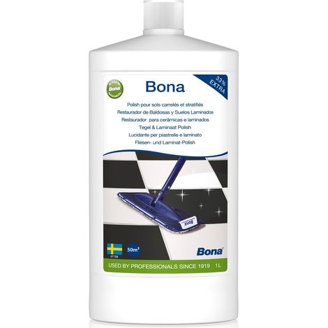 Bona lucidante per pavimenti in superfici dure 1 L, alto lucido, per pietra, piastrelle e laminato, prodotto per laminato, lucidissimo pavimenti, piastrelle pavimento, lucidissimi, cura