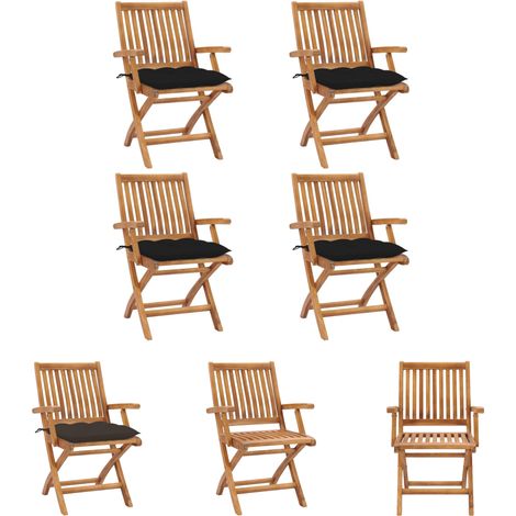 Gartenstühle mit Kissen - vidaXL Klappbare Gartenstühle mit Kissen 4 Stk. Massivholz Teak - Teakholz Gartenmöbel (1/5)