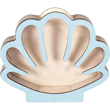 Boîte de rangement en bois avec panneau en acrylique - Présentoir décoratif multifonction en bois pour coquillages, verre de mer, petits objets (bleu) (1/5)