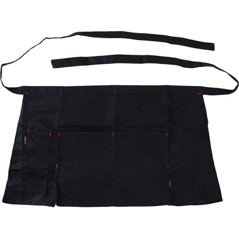 Tablier de serveur tablier de cuisine de cuisine avec 2 grandes poches 1 petite poche (noir) (1/5)
