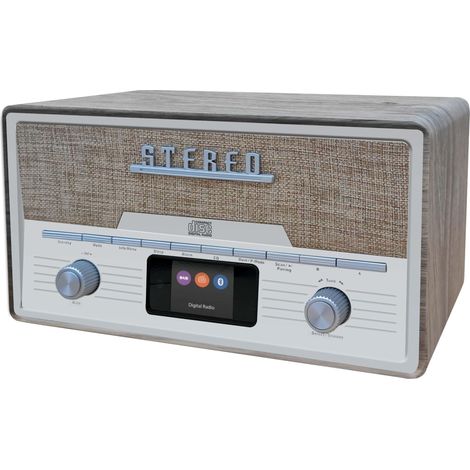 Denver Lettore radio DAB de Lettore CD - Retro Radio - Bluetooth - 20 preset - DAB/FM/AUX -- MDA525 - Lightwood