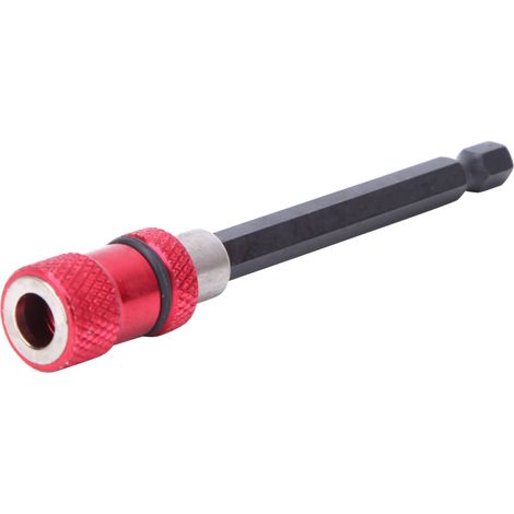 Porte-embout pour tournevis en acier inox rouge 1/4 pouce aimanté à libération rapide tige d'extension 100 mm (1/5)
