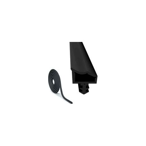 Burlete de goma de 10 m para puertas, contra ruido y polvo, ancho de ranura 4 mm, profundidad de ranura 7 mm, curvatura de ranura 12 mm (negro)