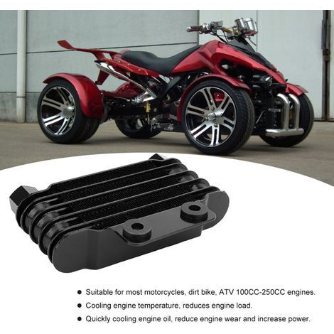 Refroidisseur d'huile moteur universel pour motos/quads de 100 à 250 cm3, capacité de 65 ml, noir. (1/5)