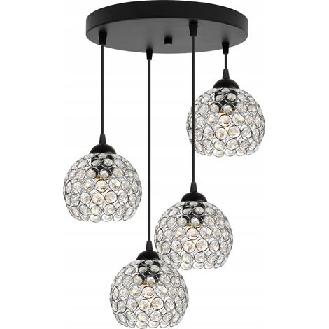 LUSTRE SUSPENDU UNIQUE EN CHROME ET CRISTAL (1/5)
