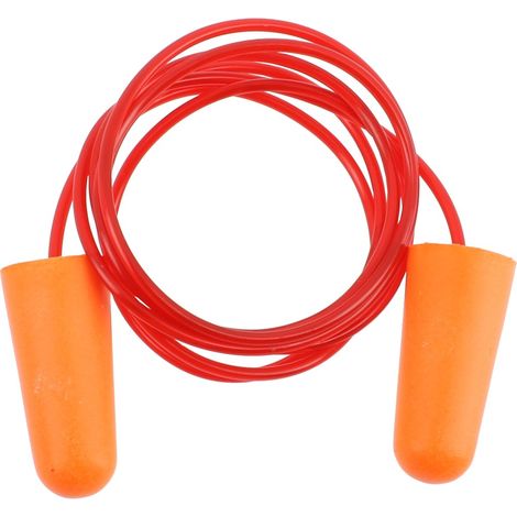 Tappi per orecchie PU arancione SNR 38dB con cavo - Confezione da 200 paia - SINGER FRERES - 200B38C