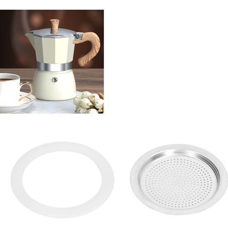Accessoires pour cafetière moka, filtre à café en aluminium, ensemble filtre + joint en caoutchouc, 6 portions. (1/5)