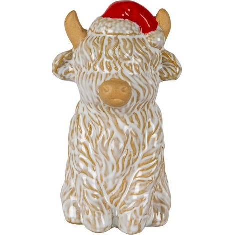 Merry Moo Cow Ornament - Ceramic - L8 x W7 x H13 cm - White