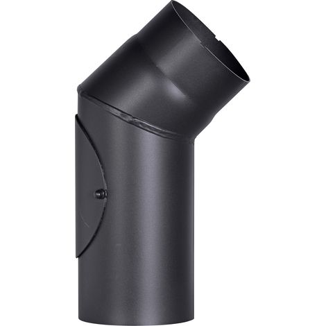 FIREFIX R120/B4T - Tubo per stufa, in acciaio spesso 2 mm, diametro 120 mm, per stufe e focolari, Senotherm, nero, 45 gradi, con porta di pulizia