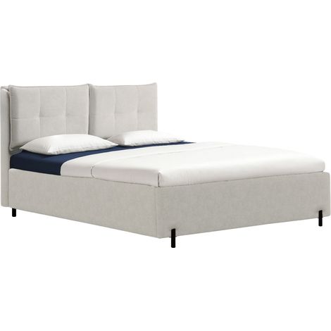 Selsey Belleo – Polsterbett 140x200 mit klappbaren Rückenkissen, wasserfester Chenille und Stauraum, Graubeige