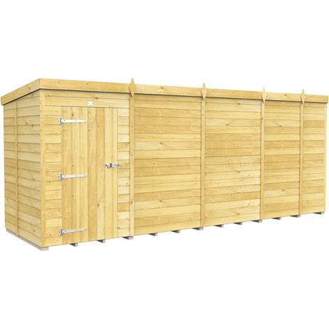 17 x 5 Feet Pent Shed - Single Door Without Windows - Wood - L147 x W492 x H201 cm