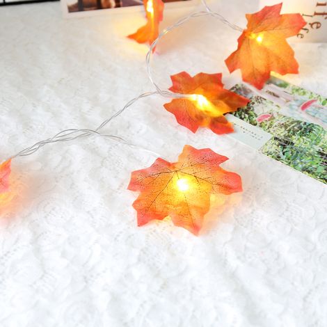 Doppelseitige Halloween-Lichterkette mit Ahornblattmotiv, 4 m, 40 LEDs, inklusive Batterie (1/5)