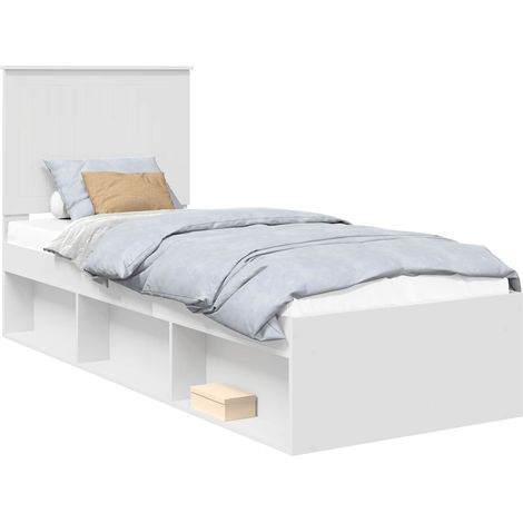 Maison Exclusive - Cadre de lit Blanc 75 x 190 cm Bois de pin massif (1/5)