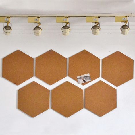 Set 10 PZ Bacheca di Sughero Esagonale Adesiva Decorazione Casa 15x17 cm (1/5)