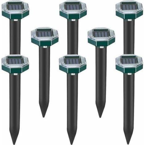 Paquete de 8 púas repelentes ultrasónicas solares para topos, serpientes y ratones de campo, para césped, jardín y patio, repelente de plagas INHHUB (1/4)