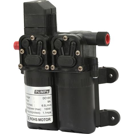 Pompe à diaphragme électrique auto-amorçante 12V 100W, double aspiration, couleur noire, pour eau propre et liquides légers, usage domestique et marine. (1/5)