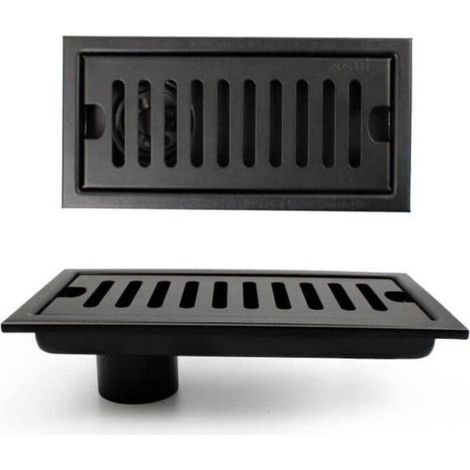 Siphon de sol rectangulaire - Acier inoxydable 304 Piège à odeurs - Douche et cuisine - Noir 20x10 cm (1/4)