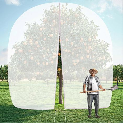 Filet de protection pour arbres fruitiers (3,84 m x 3,66 m), avec fermeture éclair et cordon de serrage, idéal pour protéger les myrtilliers et les cerisiers du jardin. (1/5)