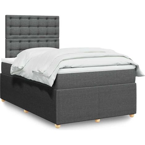 Boxspringbett mit Matratze Dunkelgrau 120x200 cm Stoff