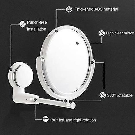 Miroir de salle de bain mural à ventouse, miroir de maquillage mural, miroir de bureau double face réglable à 360°, miroir de table (1/3)